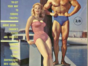MUSCLE BUILDER-WEIGHTLIFTER MAGAZINE - Dick Dubois Betty Weider- April May- BRITISH-bodybuilding.... muscle....fitness...vintage...historic...famous magazine cover...golden age